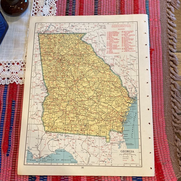 1949 Florida/Georgia Map Ready to Frame 9 1/4” x 12 1/4” with Railroad Lines - Picture 3 of 6